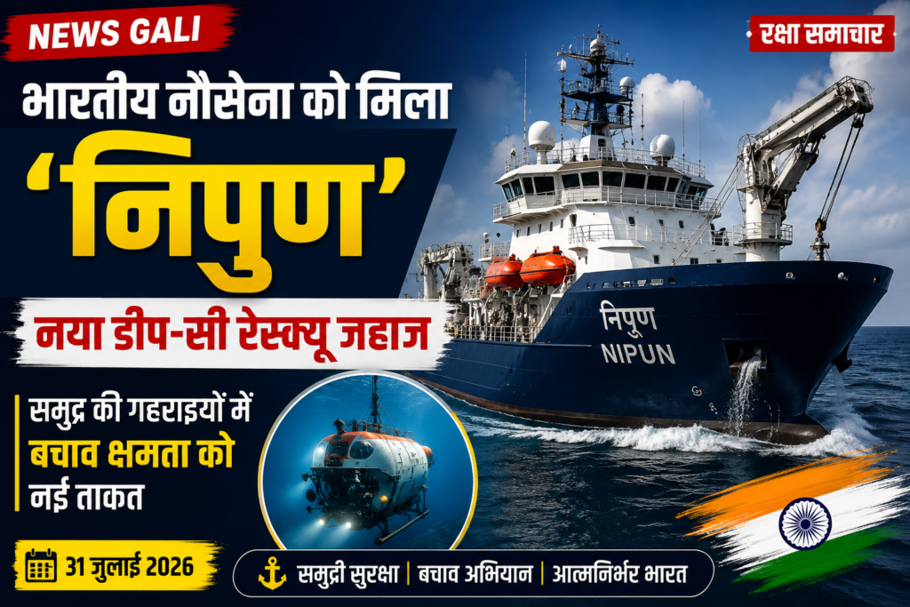 भारतीय नौसेना को मिला नया डीप-सी रेस्क्यू जहाज ‘निपुण’, समुद्र की गहराइयों में बचाव क्षमता होगी मजबूत