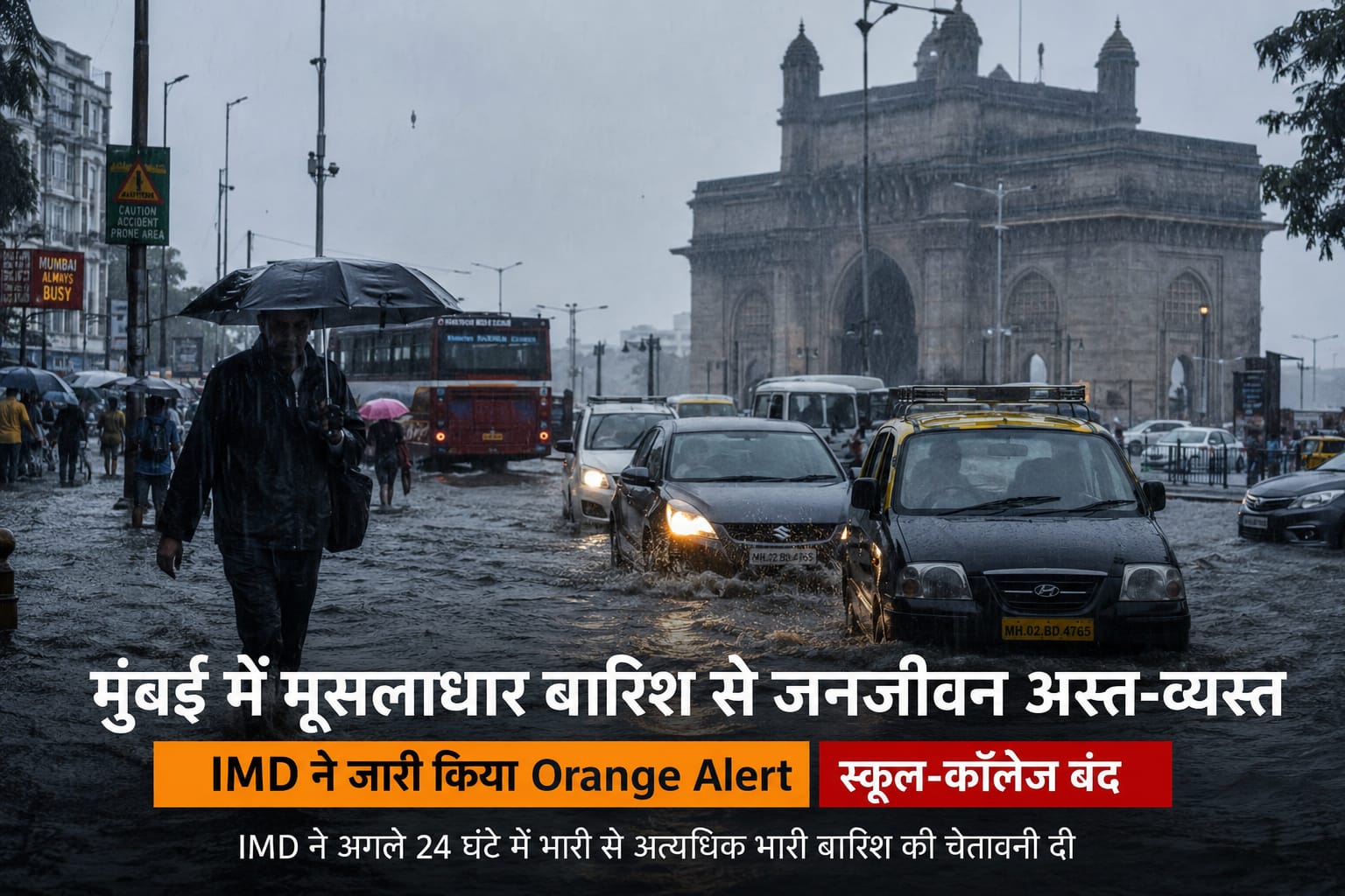 मुंबई में मूसलाधार बारिश से जनजीवन अस्त-व्यस्त, IMD ने जारी किया Orange Alert, स्कूल-कॉलेज बंद