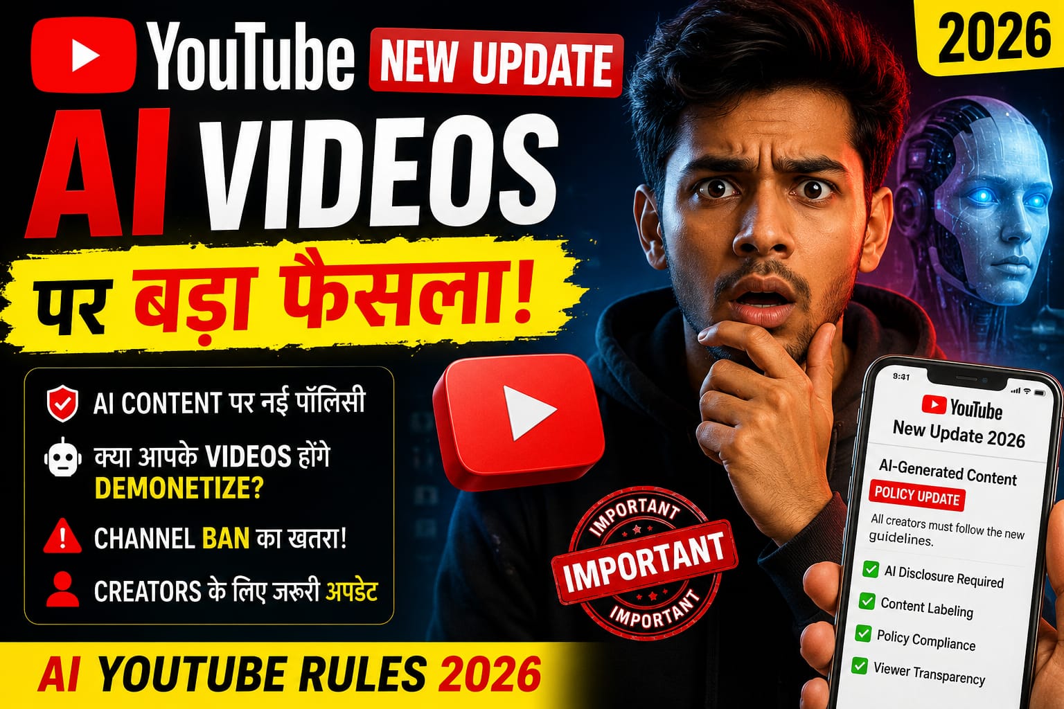 YouTube New Update 2026 😱 AI Videos पर बड़ा फैसला!