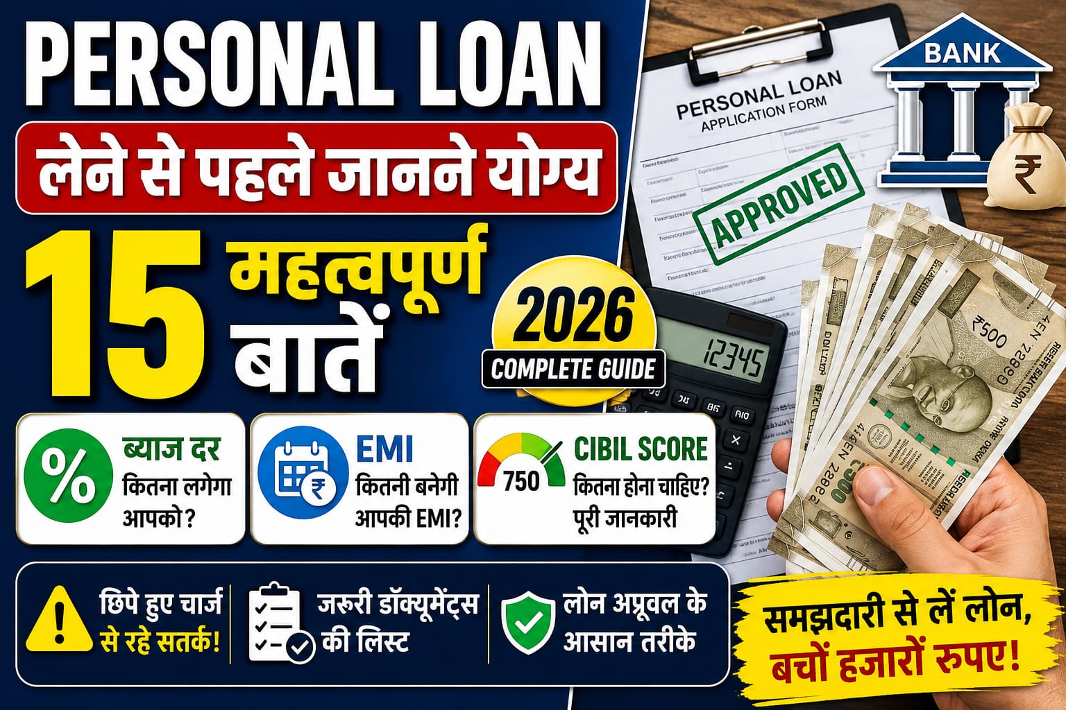 Personal Loan लेने से पहले जानने योग्य 15 महत्वपूर्ण बातें | ब्याज, EMI और CIBIL Score की पूरी जानकारी (2026)