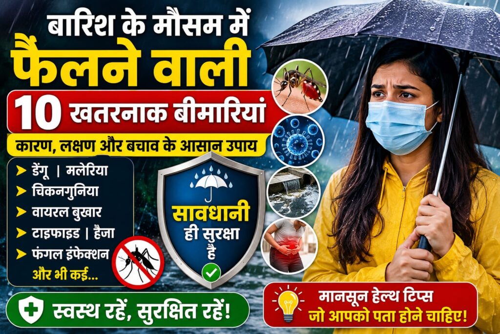 बारिश के मौसम में फैलने वाली 10 खतरनाक बीमारियां