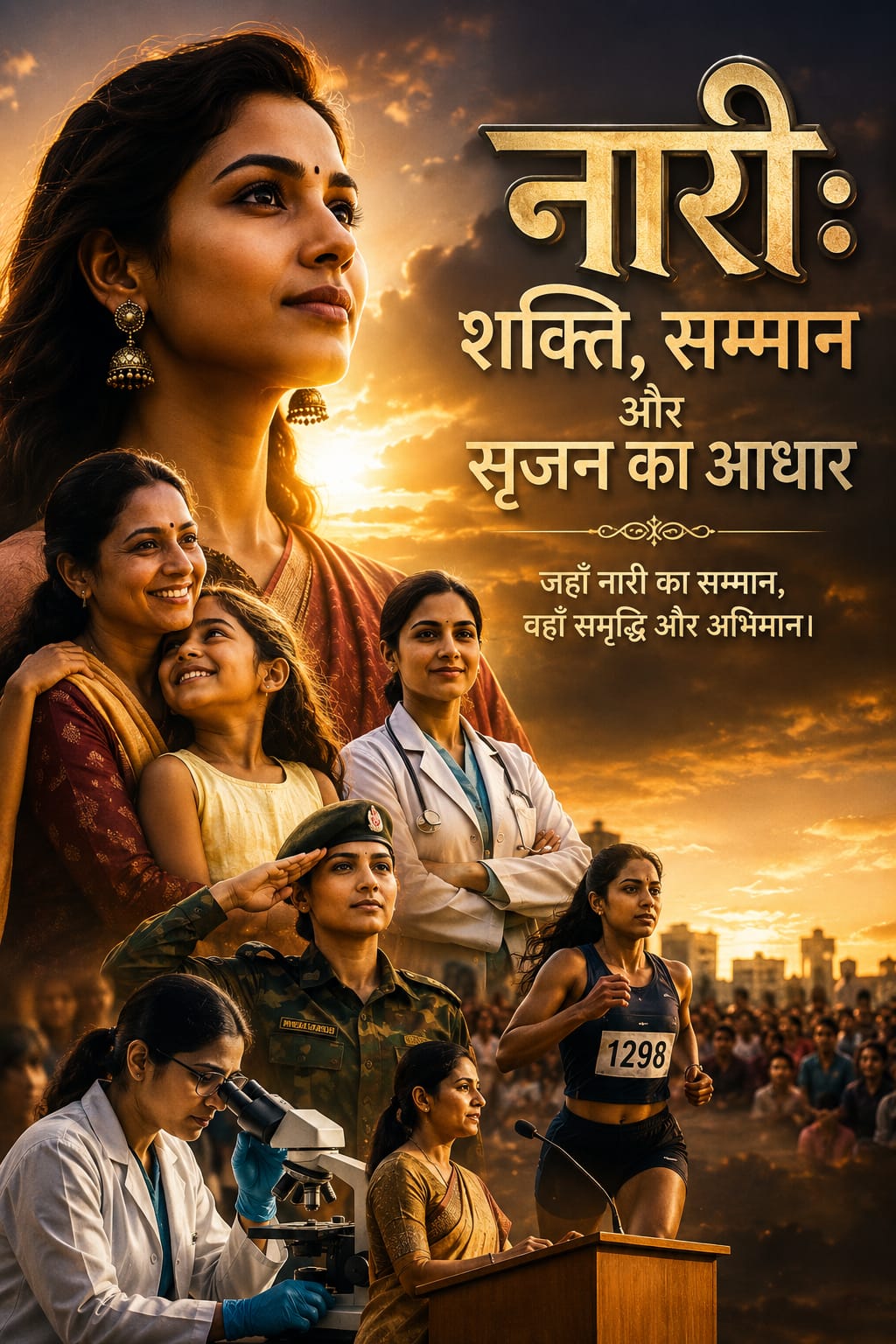 नारी: शक्ति, सम्मान और सृजन का आधार "नारी केवल एक शब्द नहीं, बल्कि शक्ति, साहस, प्रेम, त्याग और सृजन का दूसरा नाम है।"
