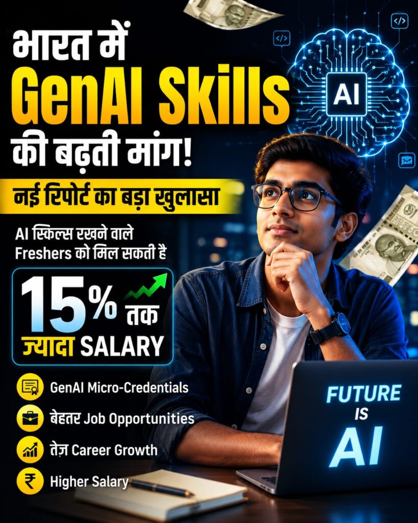 भारत में GenAI Skills से Freshers को मिल सकती है 15% ज्यादा Salary? नई रिपोर्ट का बड़ा खुलासा