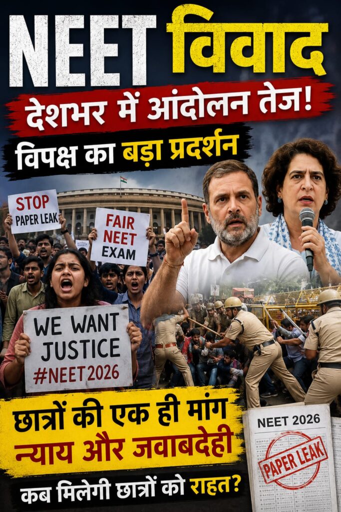 NEET विवाद 2026: छात्र आंदोलन और विपक्षी प्रदर्शन से देश में सियासी घमासान तेज