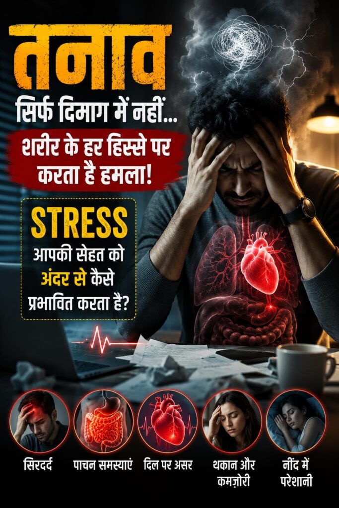 तनाव सिर्फ दिमाग में नहीं रहता… शरीर के हर हिस्से पर डालता है असर! जानिए Stress आपकी सेहत को अंदर से कैसे बदलता है