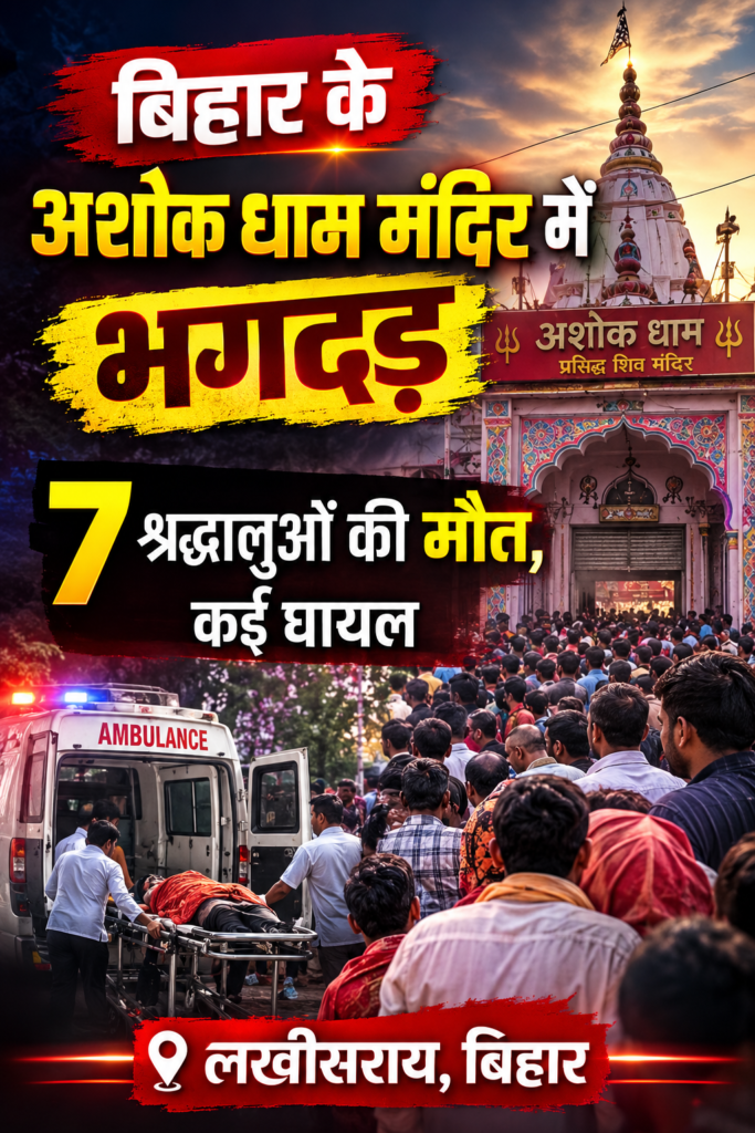 बिहार के अशोक धाम मंदिर में भगदड़: 7 श्रद्धालुओं की मौत, कई घायल