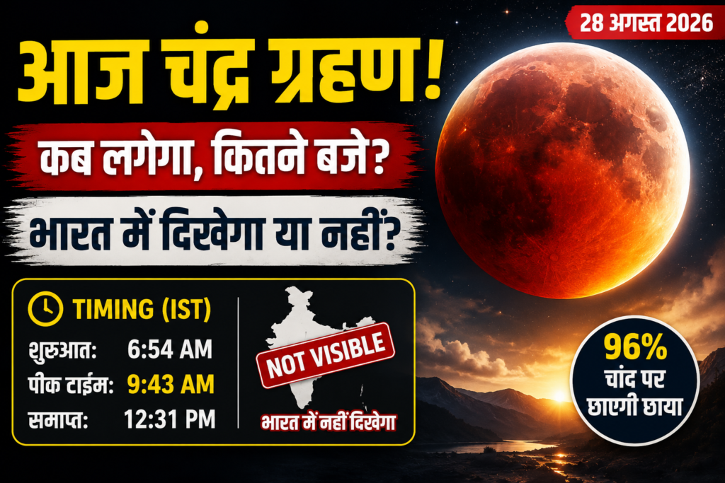 आज लगेगा 2026 का सबसे बड़ा चंद्र ग्रहण! 96% Moon पर पड़ेगी Earth की छाया, भारत में दिखेगा?