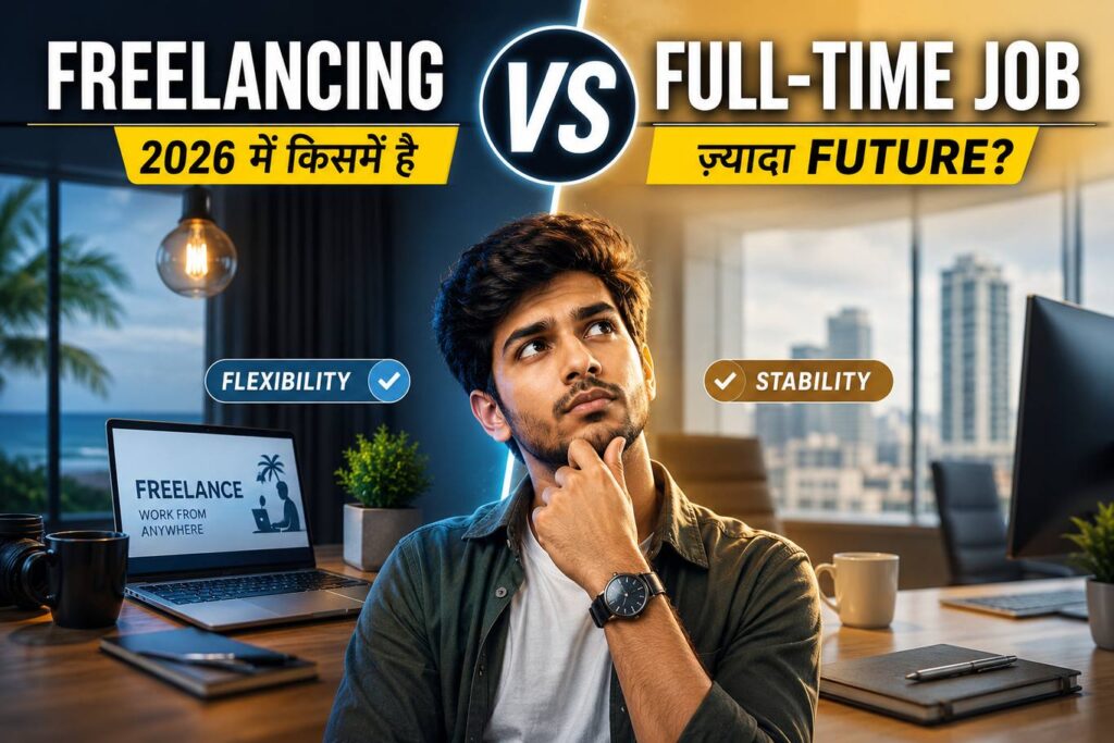 Freelancing vs Full-Time Job: 2026 में किस विकल्प में ज़्यादा भविष्य है? पूरी तुलना और सही करियर विकल्प