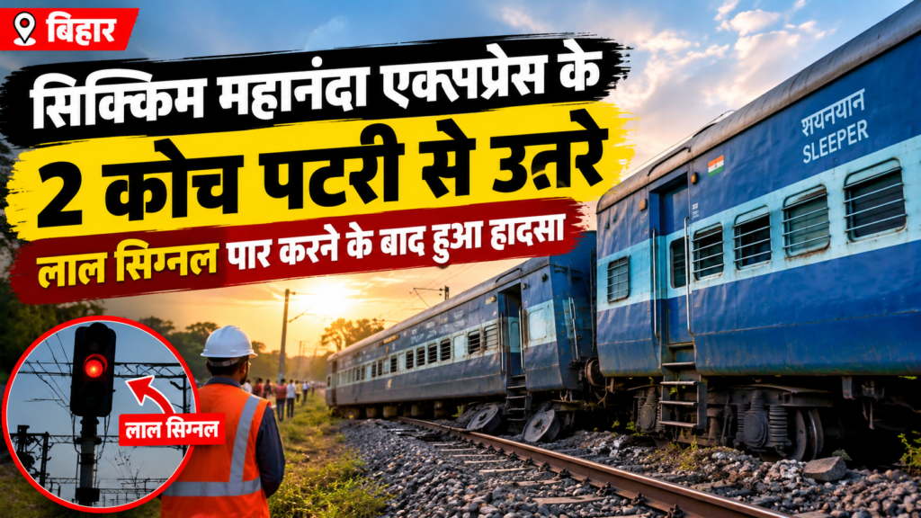 बिहार के आरा में महानंदा एक्सप्रेस के 2 कोच पटरी से उतरे, लाल सिग्नल पार करने के बाद हुआ हादसा