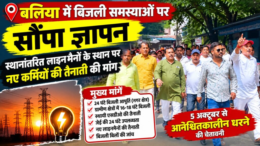 बलिया के सिकंदरपुर में बिजली समस्याओं को लेकर ज्ञापन, नए लाइनमैन और स्थायी SDO की तैनाती की मांग